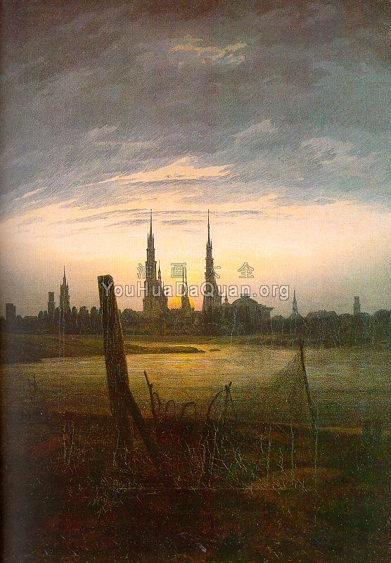 City at Moonrise - 卡斯帕尔·大卫·弗里德里希